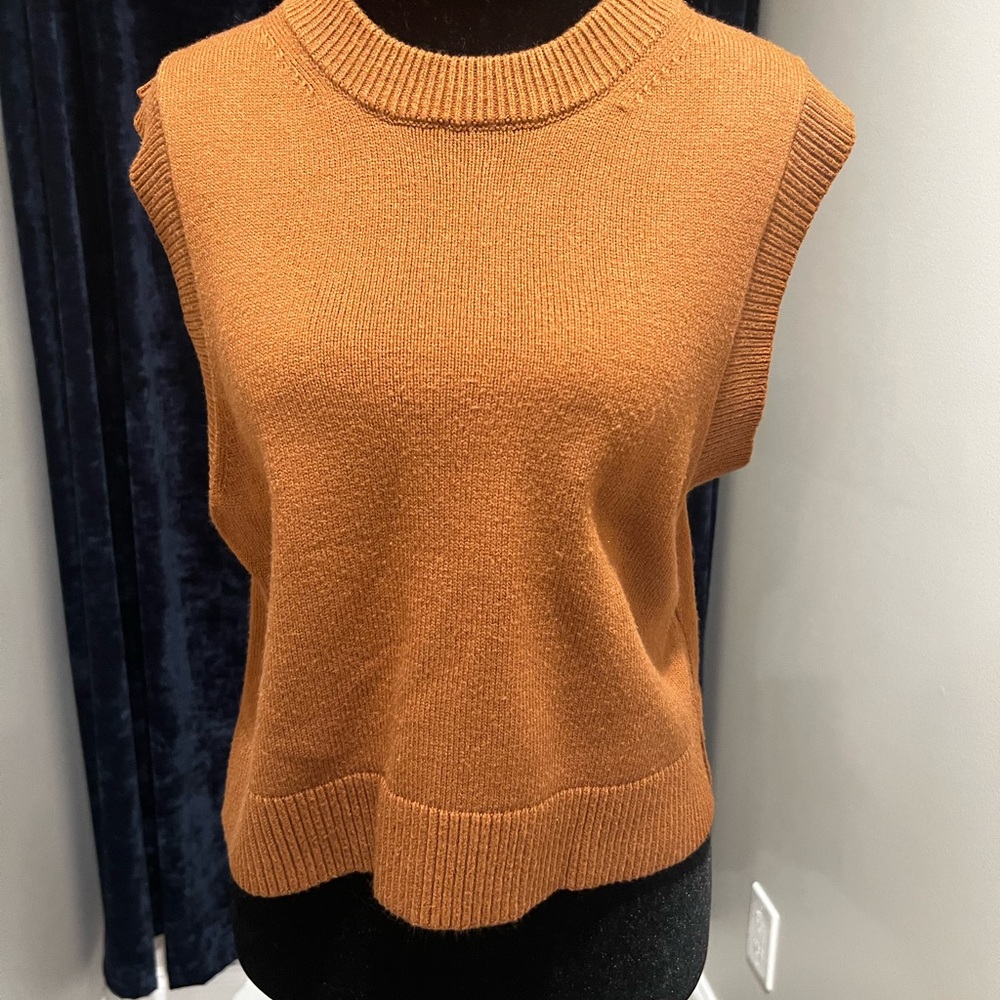French Connection Brown Knit Sweater Vest